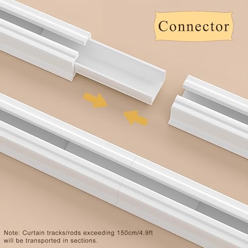 Self-Adhesive No-Drill Ceiling Track for Easy DIY Drapery Installation, Wall & Ceiling Sliding Rail for Bathroom, Bedroom, RV, Room Divider - White, 65cm/2.1ft