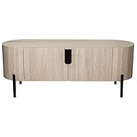 DRW TV-Tisch mit 2 Holztüren mit Metallbeinen in Natur und Schwarz, 45 x 120 x 40 cm