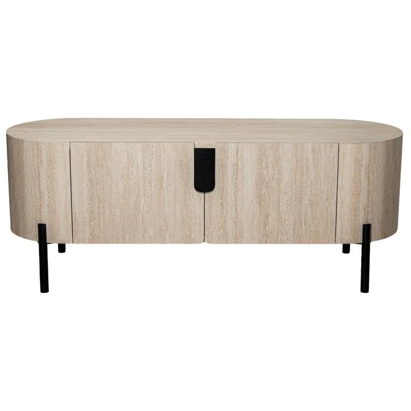 Table TV en bois noble et pieds métal noir DRW buffet bas design épuré