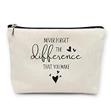 huester Difference Maker Gift Makeup Bag, Retirement Retired Gifts Cosmetic Bag for Women, Never Forget the Difference That You Make Toiletry Bags Travel Zipper Makeup Pouch