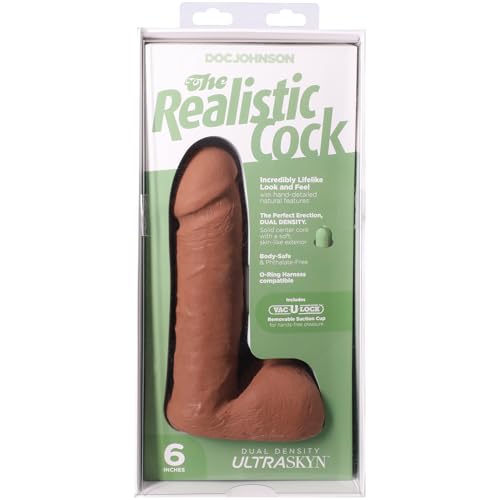 Doc-Johnson-The-Realistic-Cock-with-Removable-Suction-Cup-ULTRASKYN-6-Inch-F-Machine-and-Harness-Compatible-Dildo-Caramel