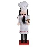 Baker Chef Nutcracker by Clever Creations | Baker Wearing White Apron with Red Trim and White Chefs Hat | Collectable Festive Christmas Decor | 100% Wood Perfect for Shelves and Tables | 15