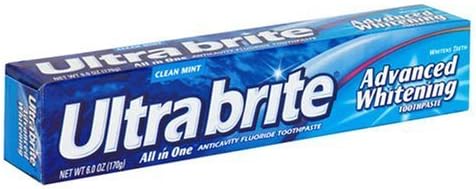 Ultra Brite Advanced Whitening Anticavity Fluoride Toothpaste, Clean Mint Flavor, 6 oz. (Pack of 12)