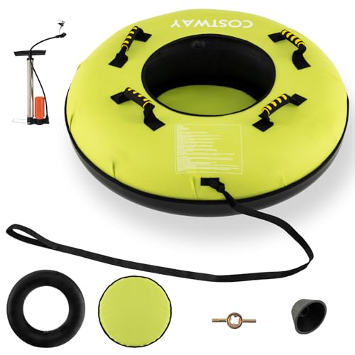 COSTWAY Aufblasbarer Schneereifen mit Schleppleine, 100 cm...