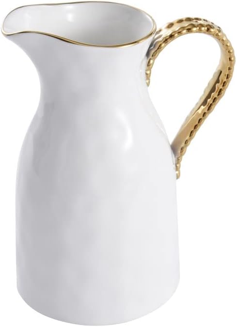 Pampa Bay Golden Salerno Titanium-Plated Porcelain Water Pitcher, 8.25 x 6.25 x 4.75in
