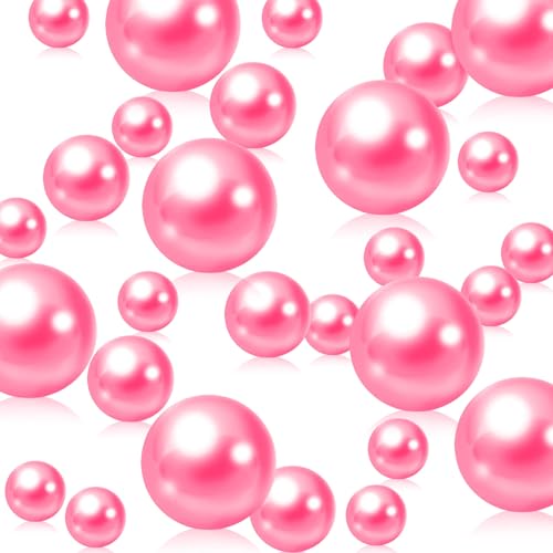 Fuchsia Pink Vase Filler | 300PCS Pearls Bead for Centerpieces Vases | 8/14/20 mm No Hole Beads, Fake Pearls for Wedding Birthday Anniversary Theme Party Christmas Table Centerpieces Decor