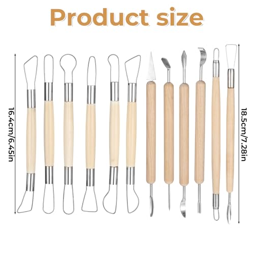 12Pcs Clay Sculpting Tools Double-Sided Clay Wire Loop Sculpture Set Clays Sculpting Tools Wooden Handle Ribbon Clays Tool Pottery Trimming Tool for Ceramic Wax Carving Ceramic Modeling - Thumbnail 2