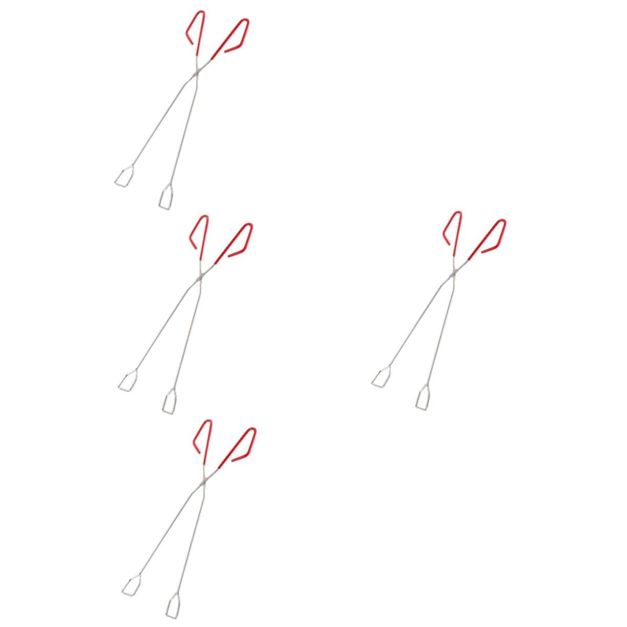 ibasenice 4 Piezas Pinzas de extendidas fosa agarrador de troncos pequeño madera Accesorio el acontecimiento tenazas cocina clip de carbón alargado pinzas para carbón Acero inoxidable