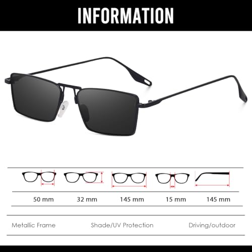 Image of Karan Aujla Classic Retro Frame Vintage Narrow Rectangular Pimp Metal Sunglasses Goggles For Men & Women (silver, black, Gold)