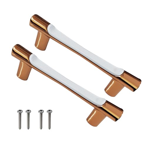 Image of VOLO Wardrobe Cabinet Handle - Sleek Pull Handle for Drawers, Wardrobes, Sliding Doors, and Cabinets in Kitchen, Bedroom, and Office (R-241) (2, Rose Gold, 96MM (4 Inch))