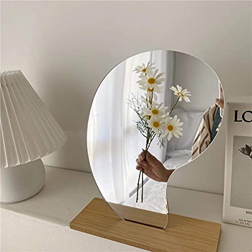 Guojozo Acrylic Makeup Mirror For Desk With Stand-Aesthetic Desk Decor Vanity Mirror-Frameless Table Top For Bedroom,Living Room And Minimal Spaces Room Decor (Bean) #TOP6