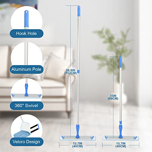 Layers 18 Inch Microfiber Mop For Floor Cleaning-Hardwood Flat Mop With 3 Washable Mop Pads, Wet Dry Dust Mop With Aluminium Handle For Household Cleaning #TOP1