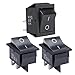 APIELE 3 unidades de interruptores basculantes, 2 posiciones de encendido/apagado con DPST de 4 pines, 250 V, 16 A, interruptor basculante, para casas, industria, DIY KCD2-201 (negro)