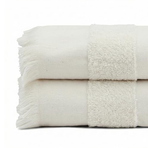 Turkish Beach Towel, 100% Organic Cotton, XL, Portable, Natural, 2-Pack