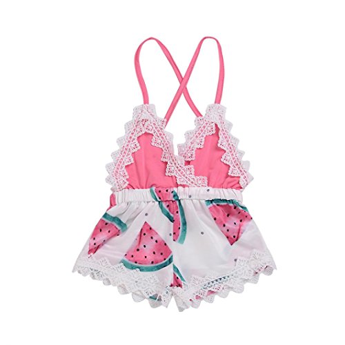 Baby Girls Toddler Kids One Piece Romper Jumpsuit Outfit Clothes Summer Watermelon Print Lace Strap Playsuit (Pink, 3T) Baby Girls Toddler Kids One Piece Romper Jumpsuit Outfit Clothes Summer Watermelon Print Lace Strap Playsuit (Pink, 3T)