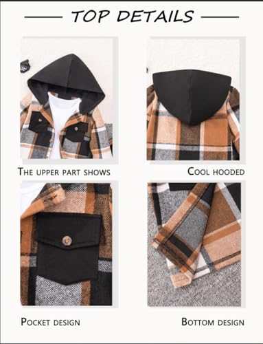 Image of Toddler Boy Clothes Plaid Hooded Shirt White T-shirt Top and Solid Color Pants 3Pcs Winter Boys Clothes