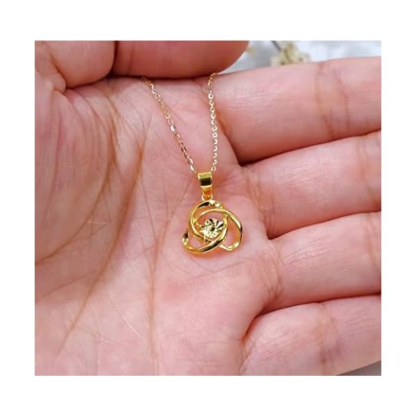18k Gold Love Knot Pendant Necklace for Women, Real 18 Karat Gold Anniversary Jewelry for Wife, Birthday Gifts for Mother, Present for Her, 18" - Image 5