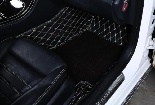 Image of Mr Mattie 7D Car Floor Mats Compatible with Mahindra XUV 3XO EV, Black | Faux leather 7D floor mat set in Full Black with water-resistant surface and anti-slip backing