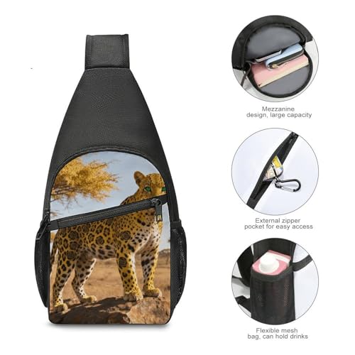 Sac bandoulière léopard imperméable et résistant à multiples poches - 6