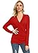 Afibi Womens Slim Fitted Deep V Neck Cross Wrap Top Long Sleeve T-Shirts (X-Large, Red)