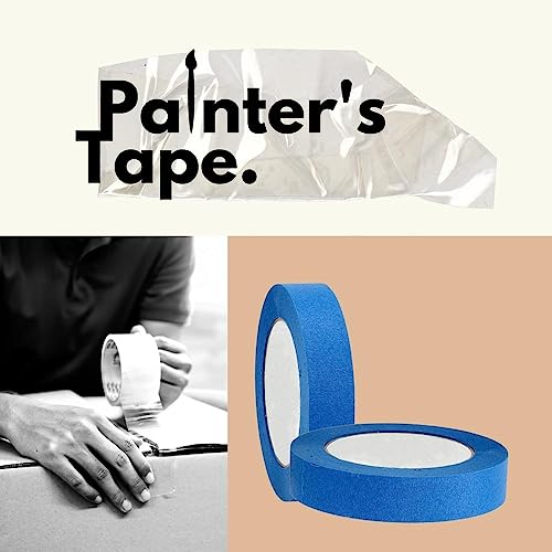 PackagingSuppliesByMail PSBM Blue Painters Tape, 1 Inch x 60 Yards, 24 Pack, Easy Tear Design Blue Tape for Multi-Surface Use [5.7 Mil]