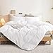 NEXHOME PRO Cotton Duvet Cover Queen Size White, Organic Natural Linen Feel 100% Washed Cotton 3 Pieces Bedding Set with Zipper Closure & Corner Ties, Breathable(No Comforter)