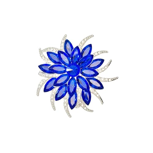 Image of Large Crystal Flower Brooch Pin for Women Red purple pink green Rhinestone Flower Lapel Pin Wedding Party Birthday Dance Banquet Dress Suit Ceremony Clothes Hat Bag Accessories Jewelry