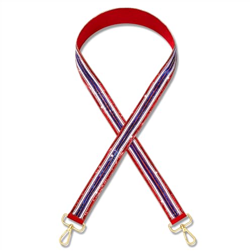 Image of 4th of July Purse Strap Red White Blue Beaded USA Star Purse Strap Replacement American Independence Day Outfits