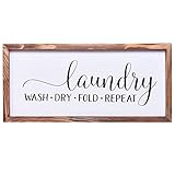 House Laundry Room Decor - Modern Rustic Wall Art Home Decor - Laundry Wash, Dry, Fold, Repeat - Cut