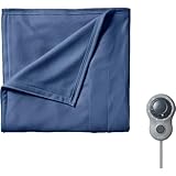 Sunbeam Twin Electric Heated Fleece Blanket in Blue with Dial Control