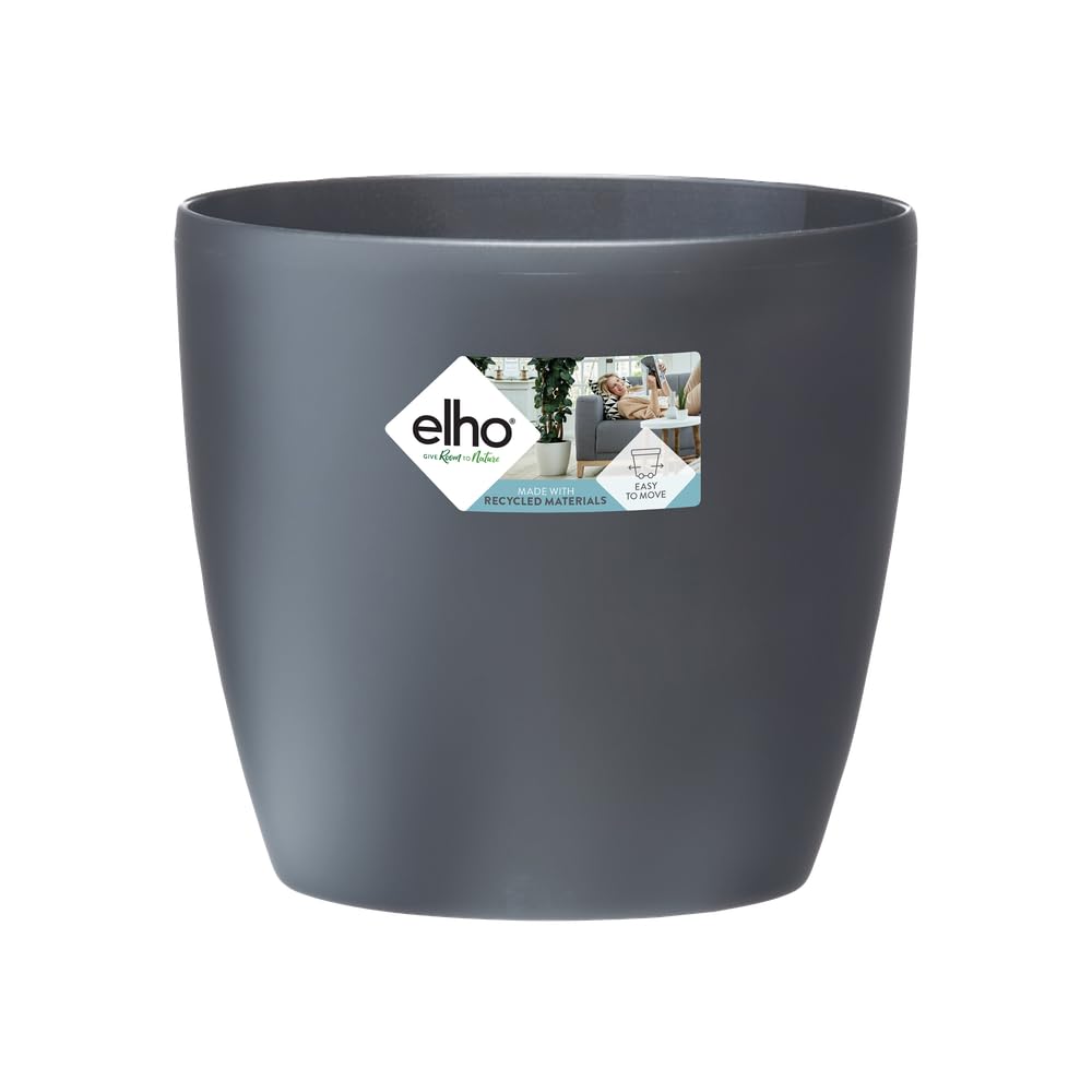 Elho Anthracite Brussels Large Round Indoor Pot Wheeled 40Cm
