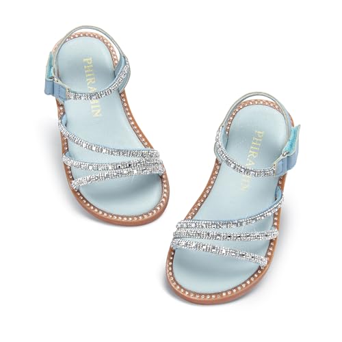 Image of PHIRAMIN Toddler Girl Sandals - Flower Girl Dress Shoes Open Toe Little Kid Flats