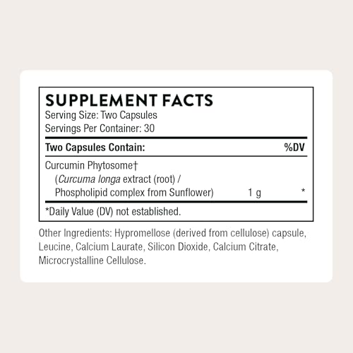 THORNE - Curcumin Phytosome 1000 mg (Meriva) - Clinically Studied, High Absorption - Supports Healthy Inflammatory Response in Joints, Muscles, GI Tract, Liver, Brain & Nerves* - 30 Servings