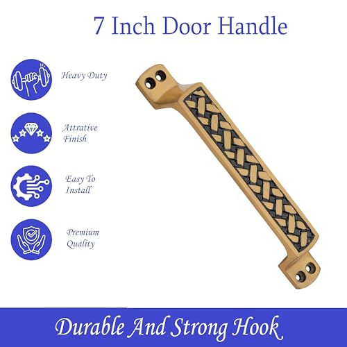 Image of Door Handle Cool Door Handles for Main Door Aluminum (7 Inch), Antique- Finish Door Handles for Home and Office for Wooden & Glass Door Handle, Pull Door Handle (Pack of 2 Pair, Chatai)