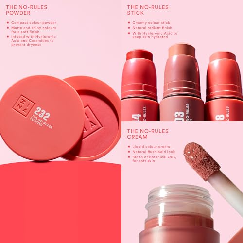 3INA The No-Rules Powder makeup multi-funzione per occhi, labbra e viso colore 658 - Warm honey beige, matte bronzer 8 g - 5