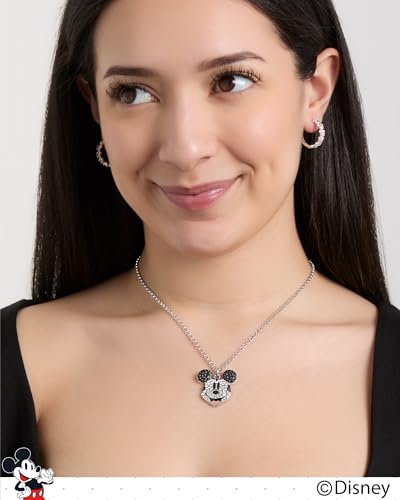 Disney Women’s Minnie and Mickey Mouse Pave Crystal Necklaces – Officially Licensed Jewelry, 16"+3" Adjustable Chain2
