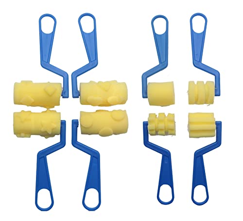 Ruwado 8 Pcs Painting Sponge Roller Set Washable Soft Painting Brushes Tools Foam Roller Sponge for Kids Drawing Crafting School Students DIY Paint Back to School Supplies (Single - Roller)