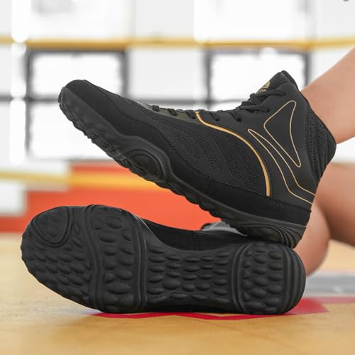 Image of THESTRON Men's Professional Boxing Wrestling Shoes Breathable Fighting Training Boots Male Combat Shoes Man High Top Fitness Sports Sneakers