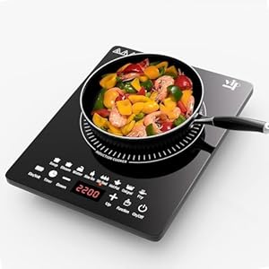 Portable Induction Cooktop, Countertop Burner with Multi-Function, 2200w Electric Stove with Easy Clean Glass, 8 Modes Sensor Touch Cooker (YJ1)