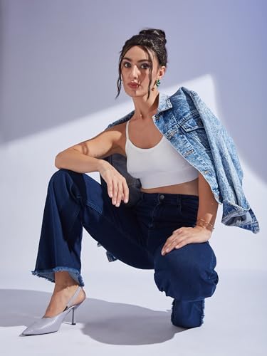 Image of Miss Chase Women's Wide-Leg High-Rise Regular-Length Stretchable Shaping Denim Jeans