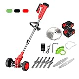 WEIT VERBREITET: Schnurloser elektrischer String-Trimmer Geeignet für kleine Gaerten, Villen usw. Dank der leichten Handhabung ist der Trimmer schnell bei der Hand und erspart Ihnen viel Zeit. Rasenmäher macht Ihren Garten schön. Leichtes, ergonomisches Design mit weichen Griffen bietet vollständige Mobilität und komfortablen Betrieb, auch bei längerem Gebrauch; um Ihren Rasen, Ihre Wege und Blumenbeete sauber zu halten und eine dichte Grasbürste für Ihren Garten oder Garten zu schneiden.