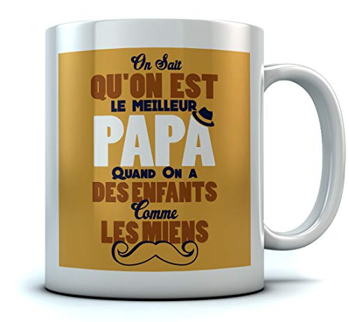 Tasse pour Papa - Meilleur Papa Super Enfants Mug 11 Oz. Blanc Cover