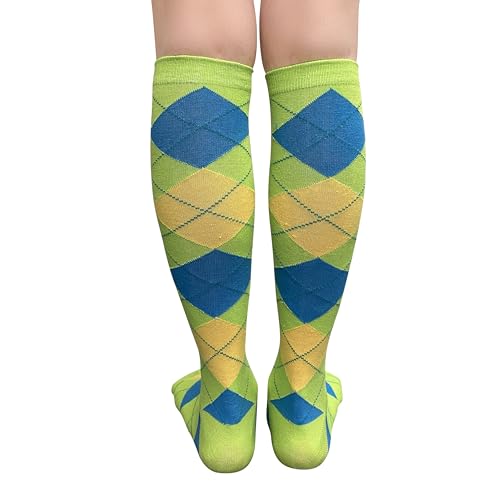 Image of Couver Women's Argyle Knee High Socks - Soft Acrylic Over the Calf Tube Style Socks for Casual Athletic - One Size