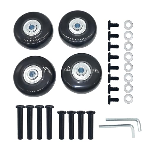 静音車輪シリーズ スーツケース、ショッピングカート、キャリーバッグなどの交換タイヤセット修理用キャスター交換 DIY修理交換キット (直径45mm 4個) ブラック