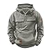 APRDFEU Boys Hoodies fall sweater Quarter Zip Pullover Long Sleeve Oversized Sweatshirts with Pockets Fall Winter Warm Cargo Tops Grey