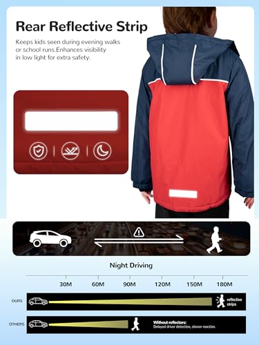 Image of PAMLULU Boys Winter Coats Waterproof Breathable Snowboarding Ski Jackets Fleece Lined Hooded Rain Coat for Kids