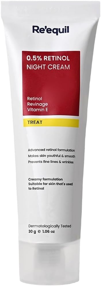 RE' EQUIL 0.5% Retinol Night Cream | Makes Skin Youthful & Smooth | Prevents Fine Lines & Wrinkles | Unisex | All Skin Types | 30G
