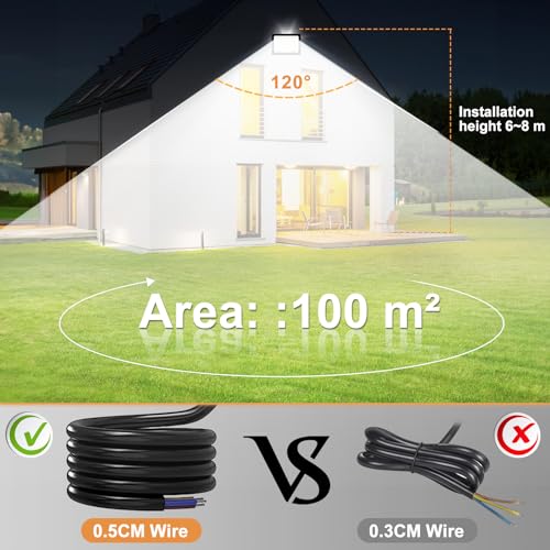 YZYFACAI Foco Led Exterior 100W, Iluminación de Exterior Seguridad,IP67 Impermeable 10000LM,7000K Blanco Frío, Proyector LED Exterior, Superbrillante Foco LED，para Patio, Garaje, Entrada, Campo - imagen 3
