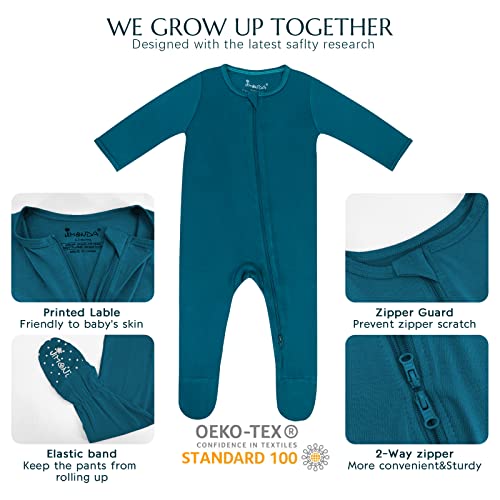 Jimonda Baby Boy Romper 4-Pack - Bamboo Zip-Up Pajamas for 0-24 Months,Unisex Footed Sleepers,Ultra-Soft Stretchy Fabric3