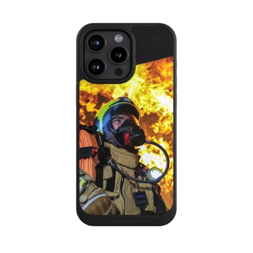 Coque iPhone 15 Pro Max NIVOcore Noire Protection Antichoc Motif Sapeur Pompier